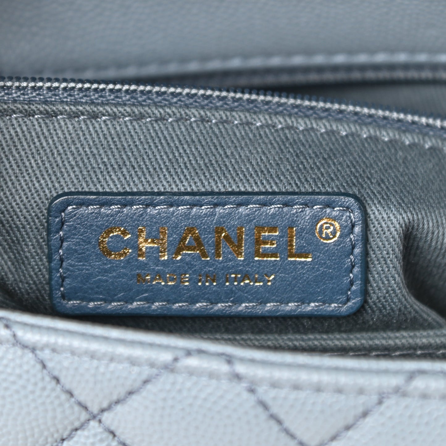 Caviar Quilted Mini Coco Handle Flap Light Blue