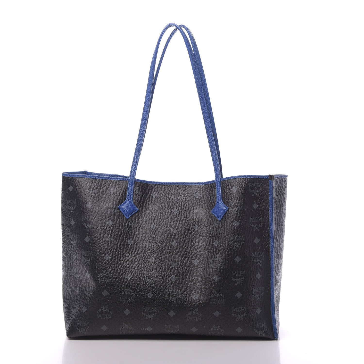 MCM Metallic Visetos Medium Kira Shopper Tote Black Blue 3 of 17