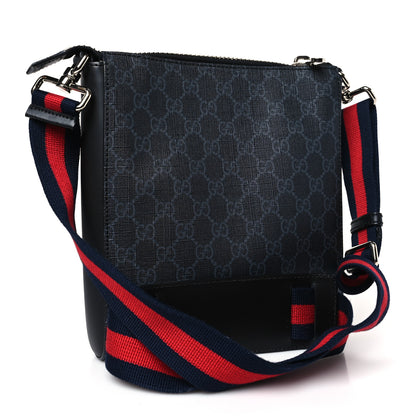 Gucci GG Supreme Monogram Web Small Flat Messenger Bag Black Grey 3 of 9