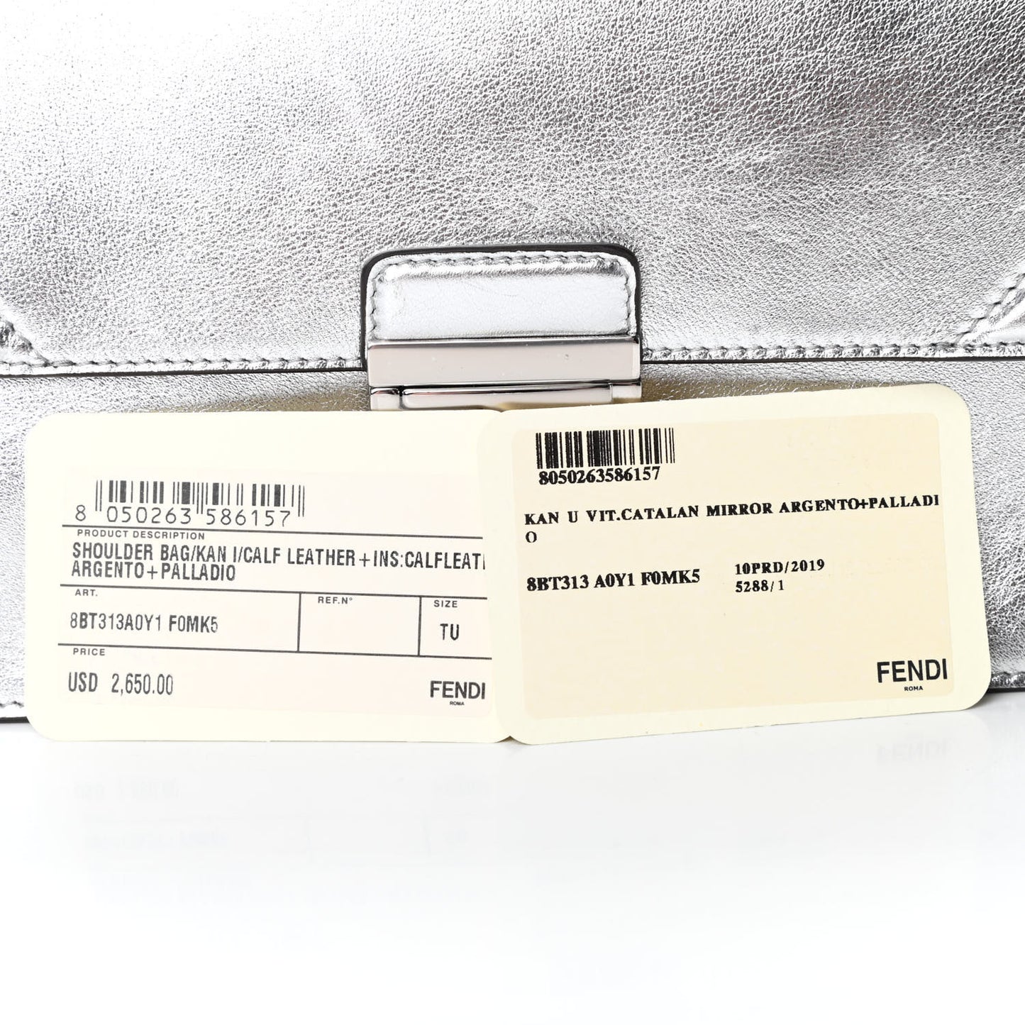 Vitello Catalan Mirror F is Fendi Kan U Shoulder Bag Argento