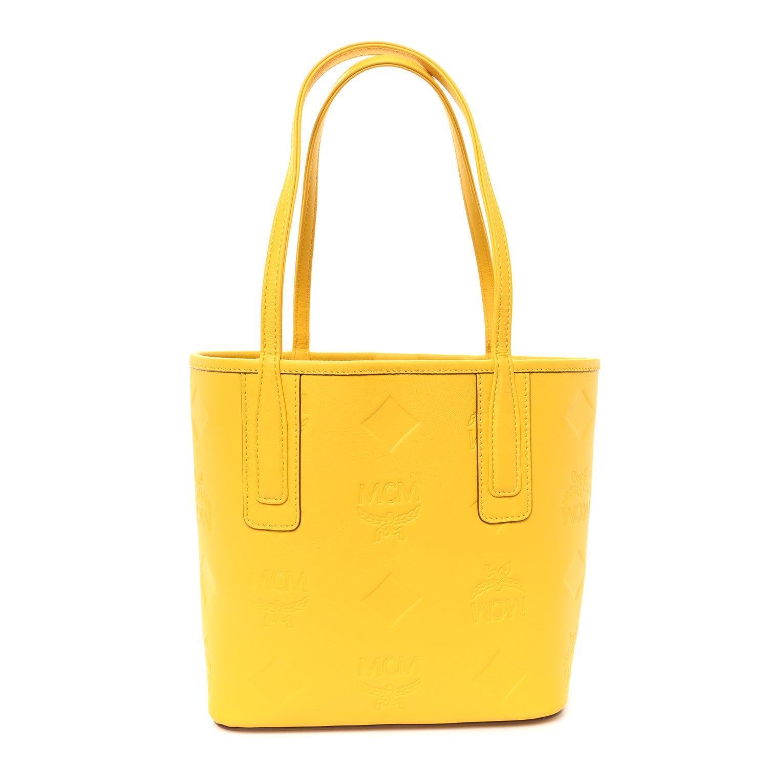 MCM Calfskin Maxi Monogram Mini Liz Tote Old Gold 1 of 11