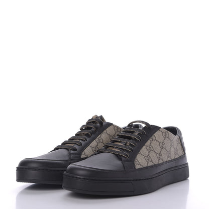 Gucci GG Supreme Monogram Mens Low Top Sneakers 8 Black Beige Ebony 3 of 11