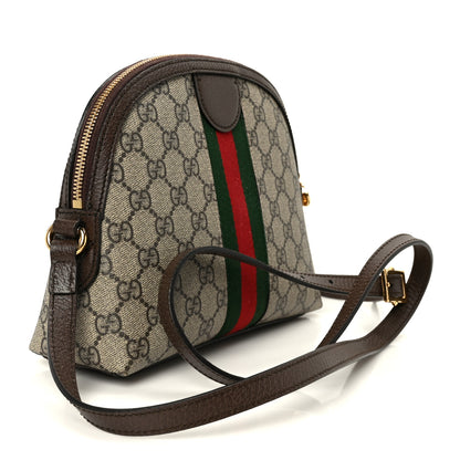 Gucci GG Supreme Monogram Textured Dollar Calfskin Web Small Ophidia Dome Shoulder Bag Beige Ebony New Acero 3 of 11