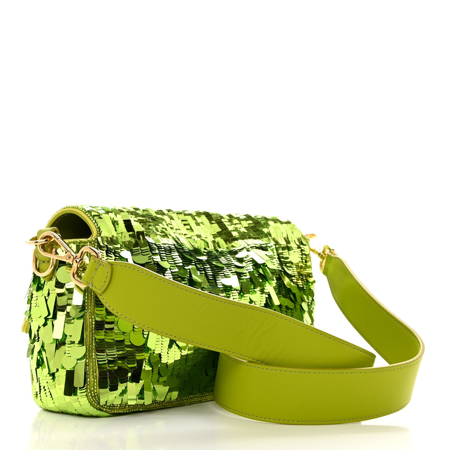 Fendi Sequin Paillettes Vitello Grace Sex and the City Baguette Wasabi 2 of 10