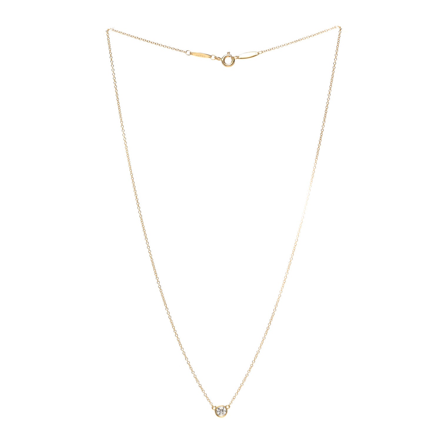 Tiffany 18K Yellow Gold Diamond .15ct Elsa Peretti Diamonds by the Yard Pendant Necklace 3 of 4