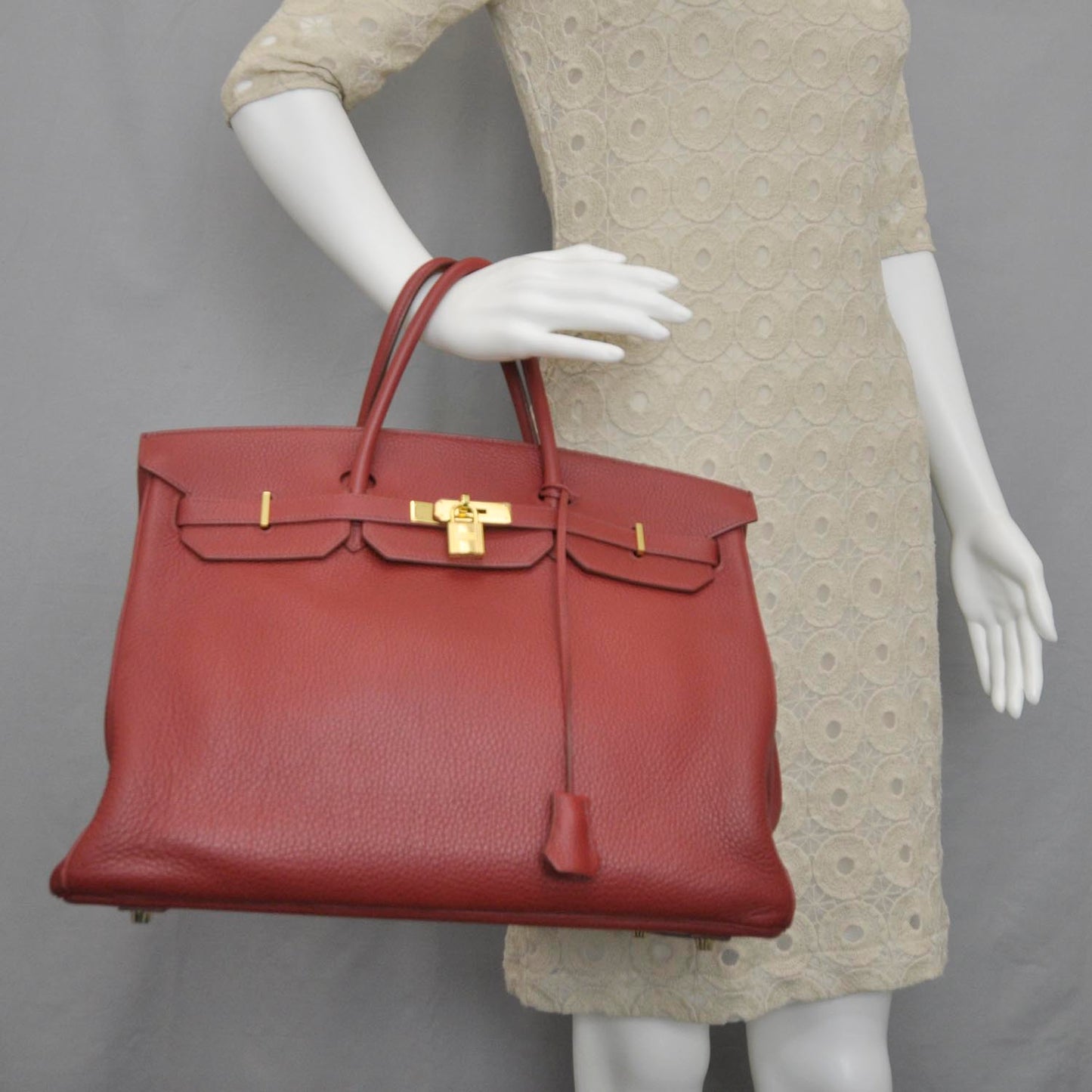 Taurillon Clemence Birkin 40 Rouge Garance