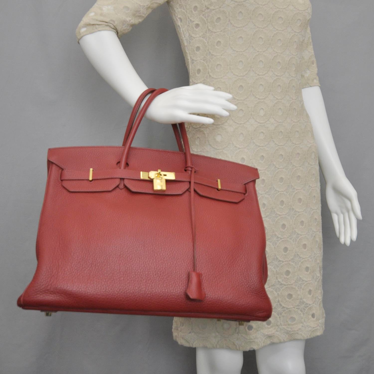 Hermes Taurillon Clemence Birkin 40 Rouge Garance 2 of 12