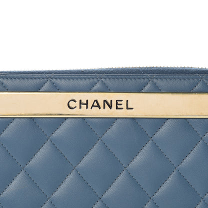 Chanel Lambskin Quilted Large Gusset Trendy CC Zip Around Wallet Blue 11 of 16