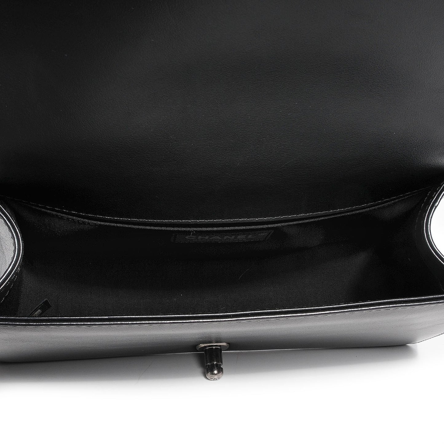 Calfskin Quilted Medium Top Handle Boy Flap Black