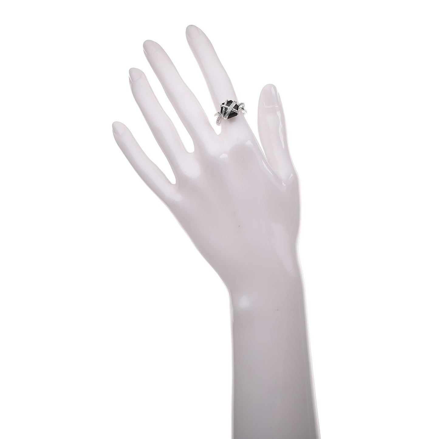 Sterling Silver Diamond Black Onyx 10mm Cable Wrap Ring 49.5 5