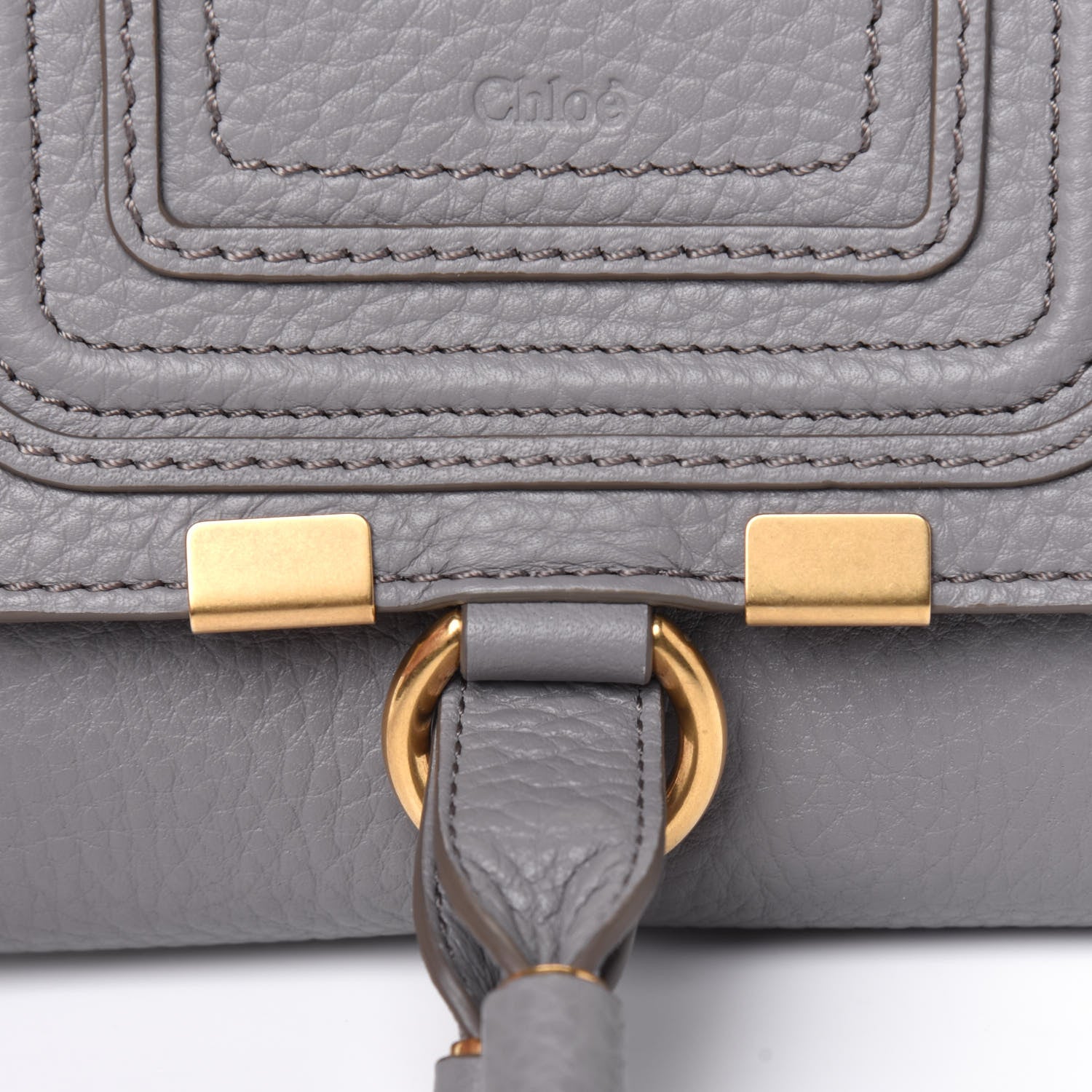 Chloe Grained Calfskin Marcie Square Wallet Cashmere Grey 11 of 12