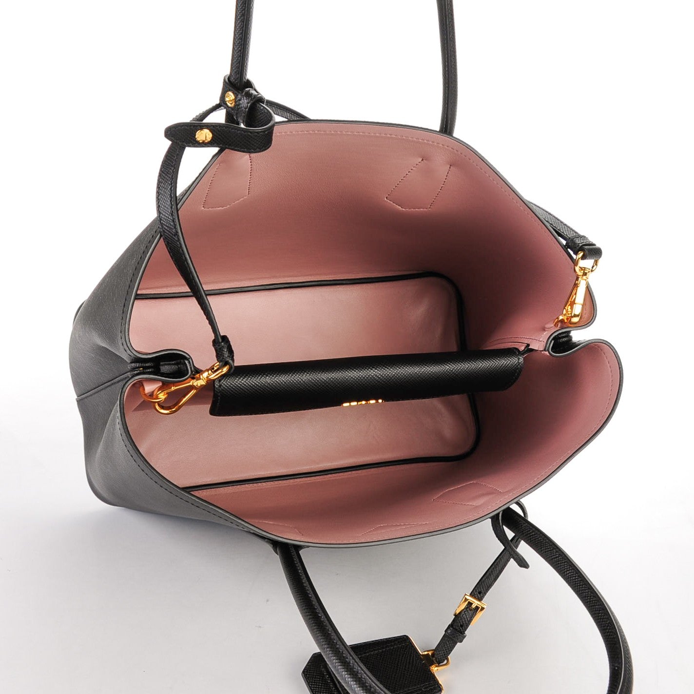 Prada Saffiano Cuir Large Double Bag Black Mughetto 5 of 7