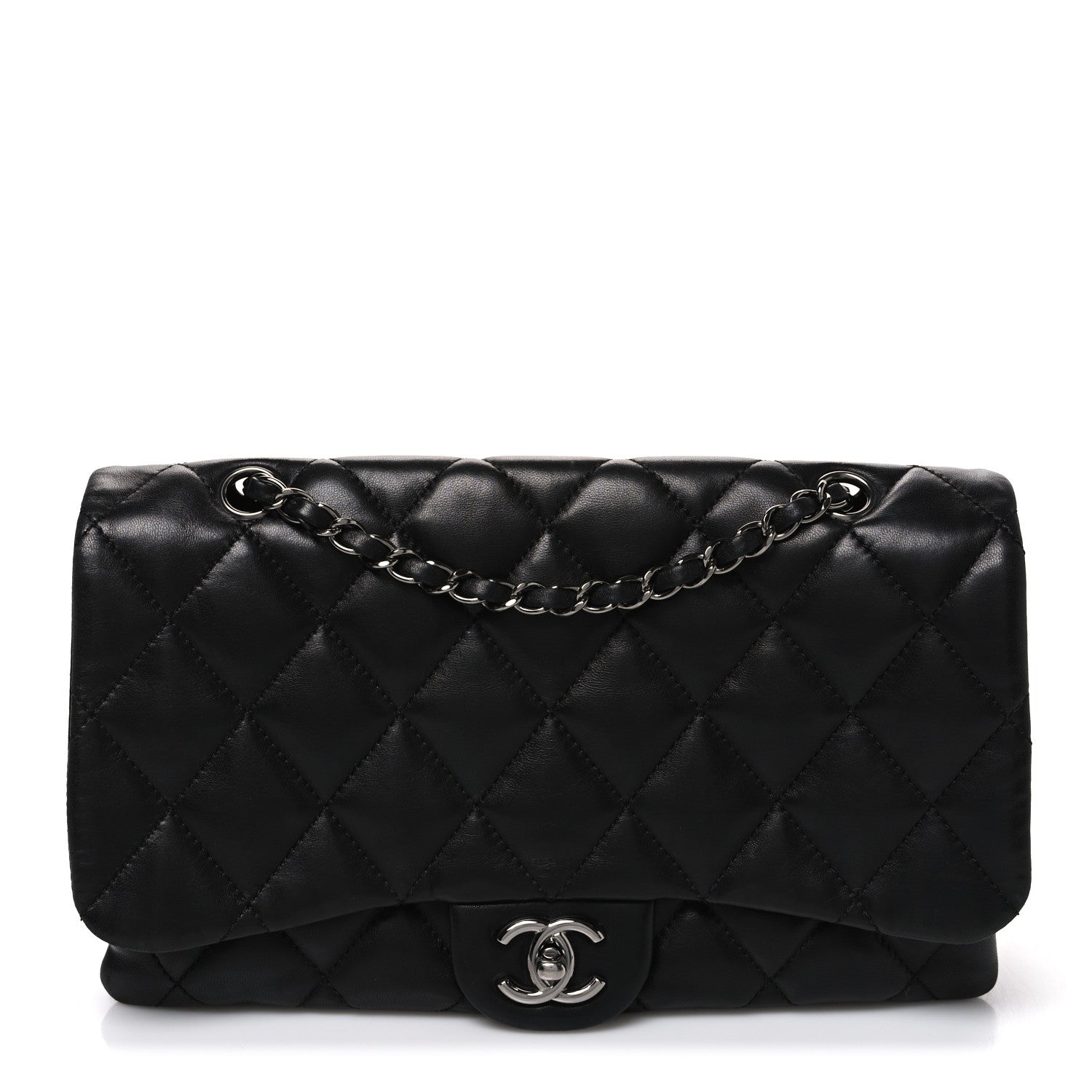 Chanel Lambskin Quilted Jumbo 3 Flap Black 1 of 10