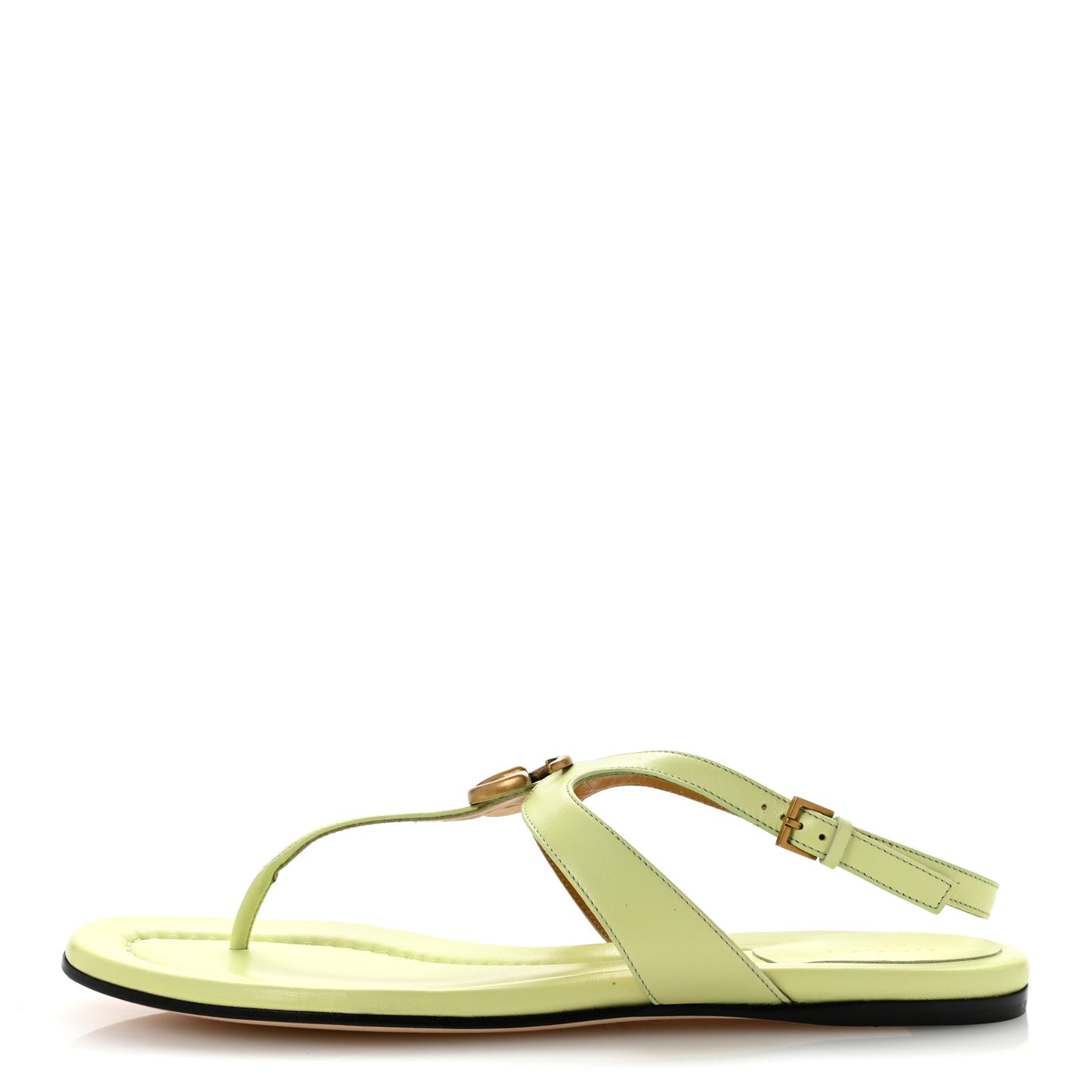Calfskin Double G Thong Flat Sandals 40 Pistachio Green