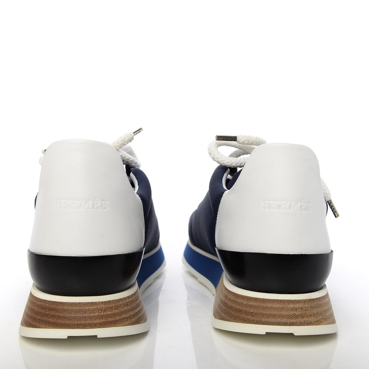 Technical Canvas Calfskin Suede Goatskin Womens Buster Sneakers 40 Marine White