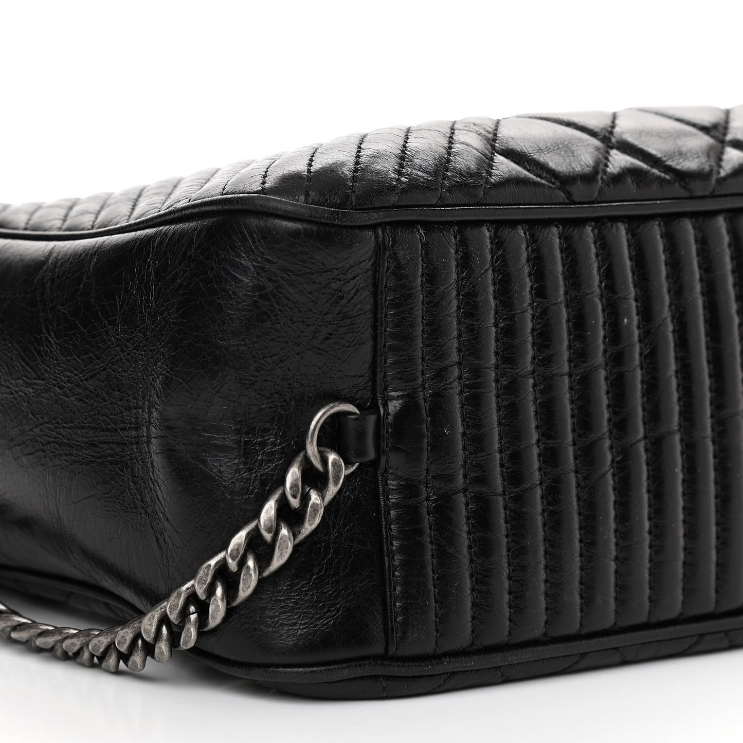 Glazed Calfskin Small Coco Boy Camera Case Black