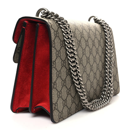 Gucci GG Supreme Monogram Suede Small Dionysus Shoulder Bag Beige Ebony Vulcanic Red 3 of 11