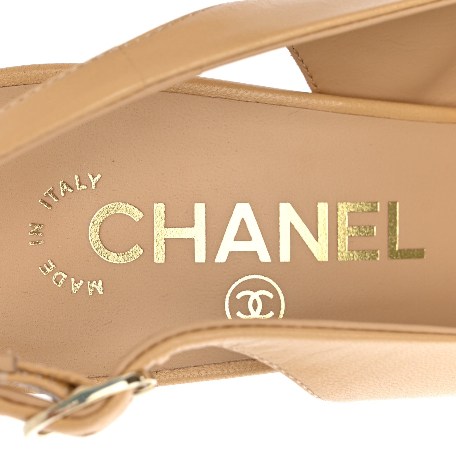 Chanel Goatskin Grosgrain Pointed Cap Toe CC Slingback Pumps 36 Beige Black 6 of 12