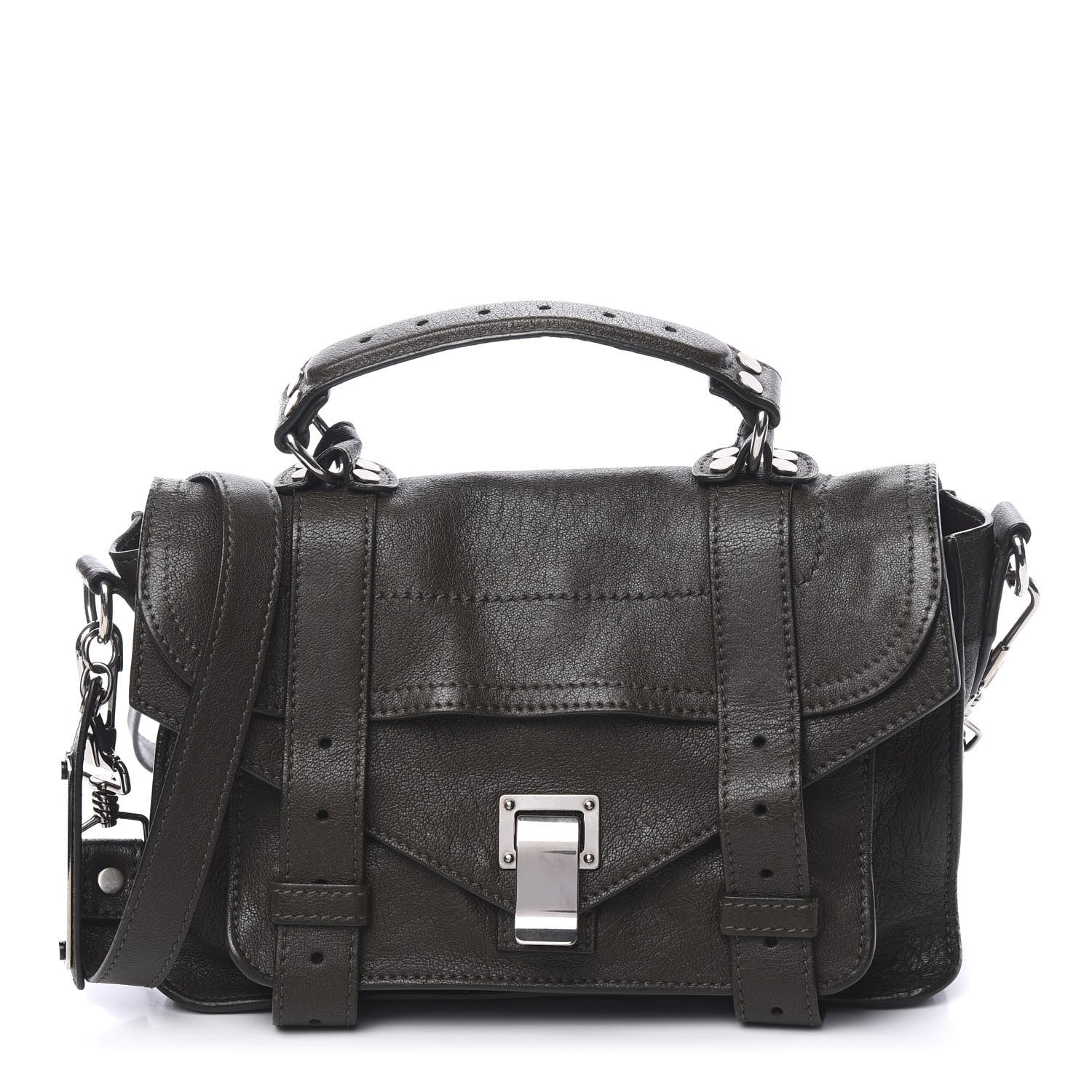 Proenza Schouler Lambskin Tiny PS1 Satchel Military 1 of 15