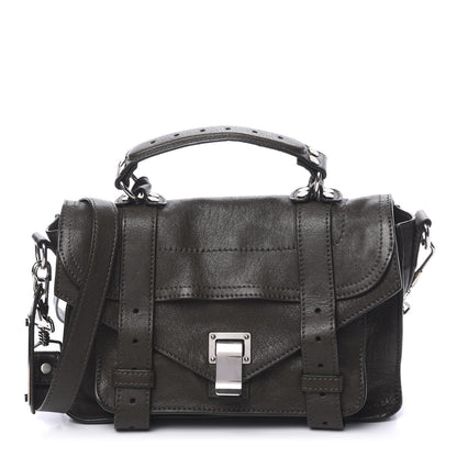 Proenza Schouler Lambskin Tiny PS1 Satchel Military 1 of 15
