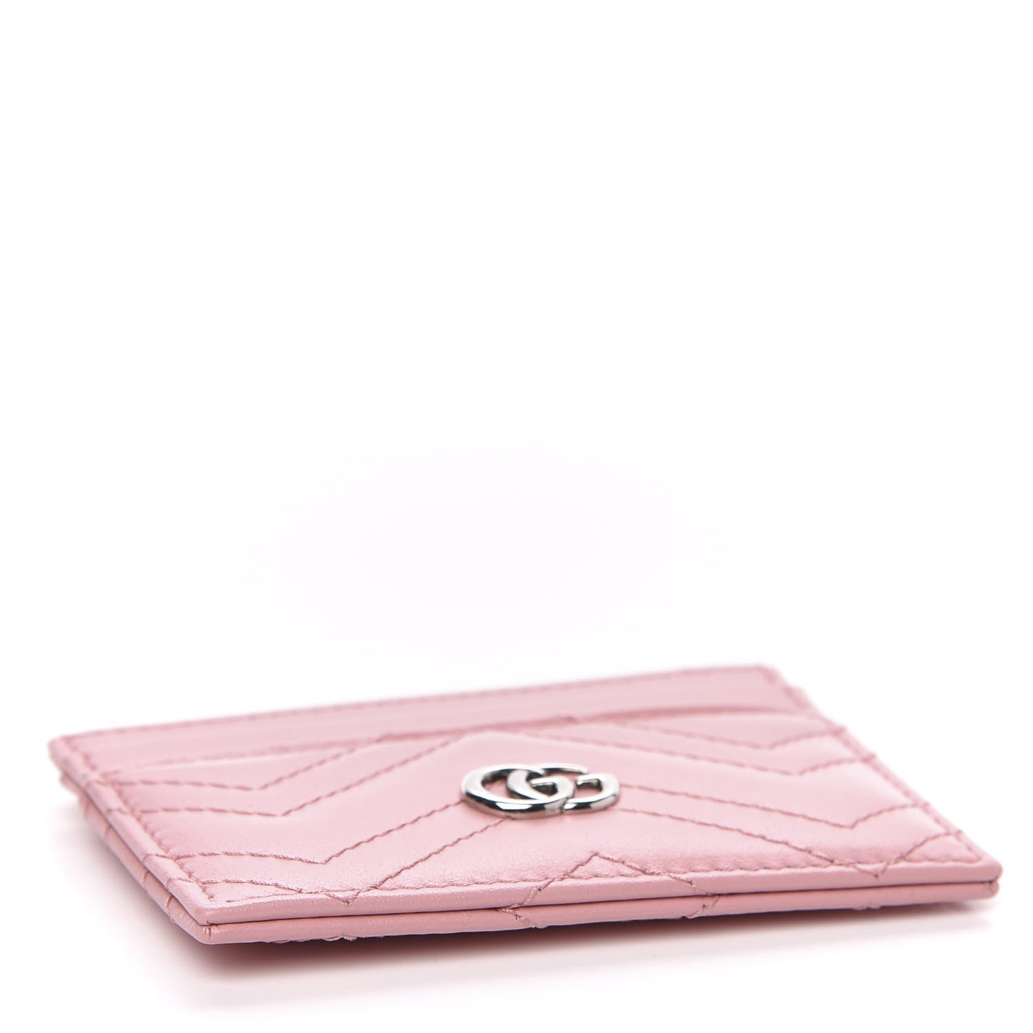Gucci Calfskin Matelasse GG Marmont Card Holder Wild Rose 4 of 6