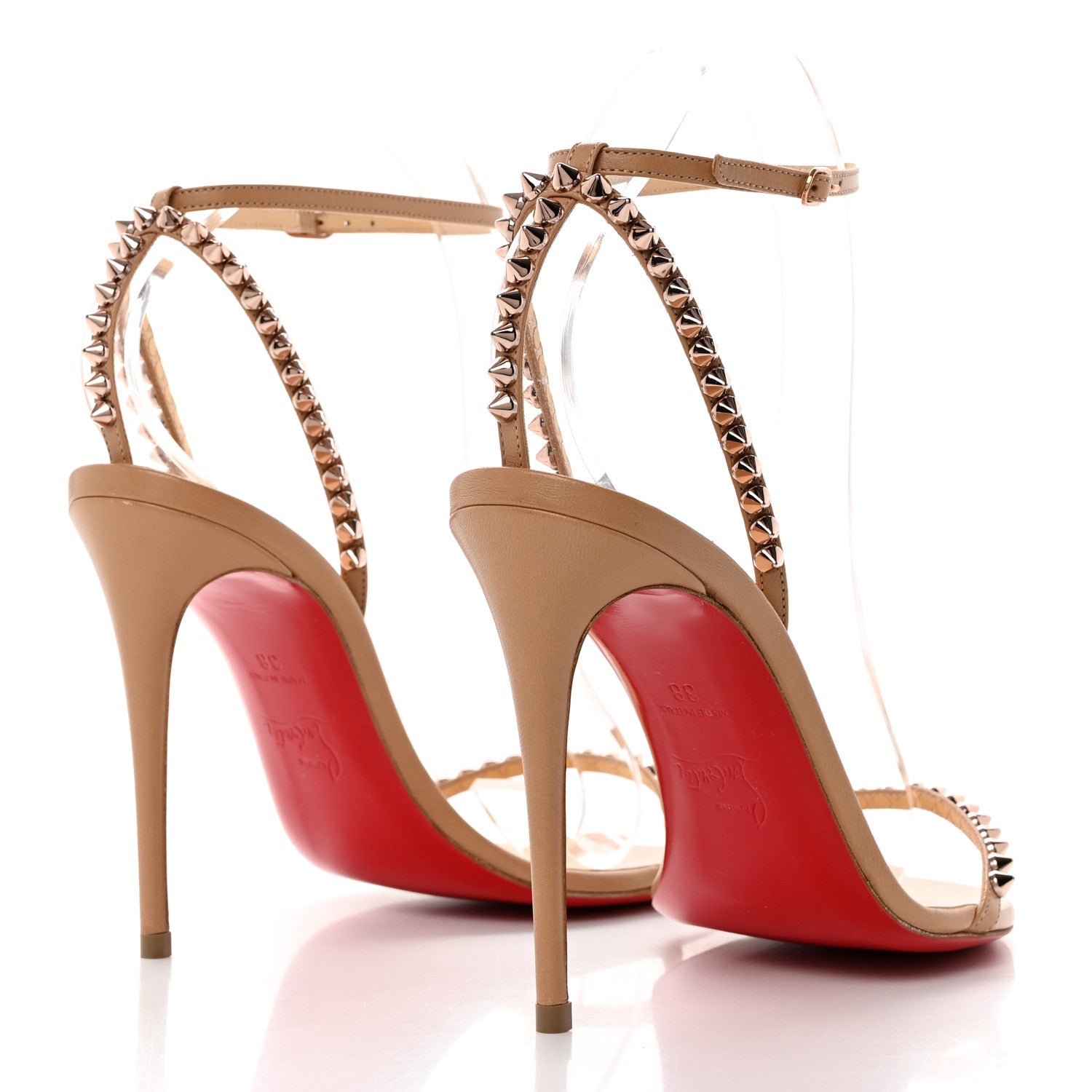 Christian Louboutin Kid Spiked So Me 100 Sandals 38 Nude 4 of 8