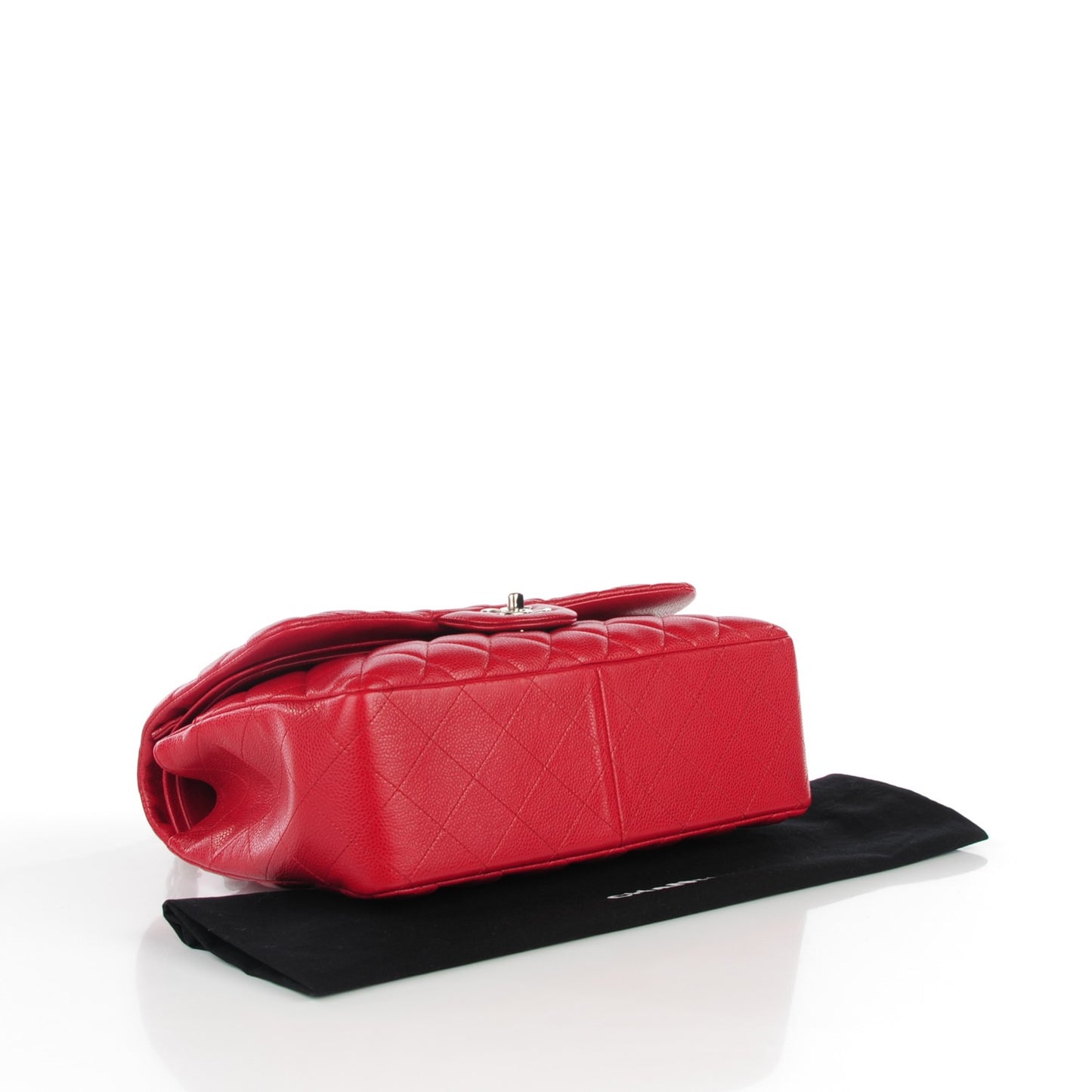 Caviar Quilted Jumbo Double Flap Red