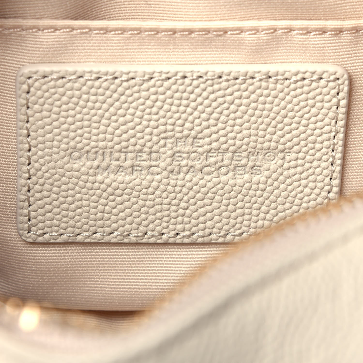 Marc Jacobs Calfskin Quilted Pearl The Softshot 17 Crossbody Oatmilk 6 of 9