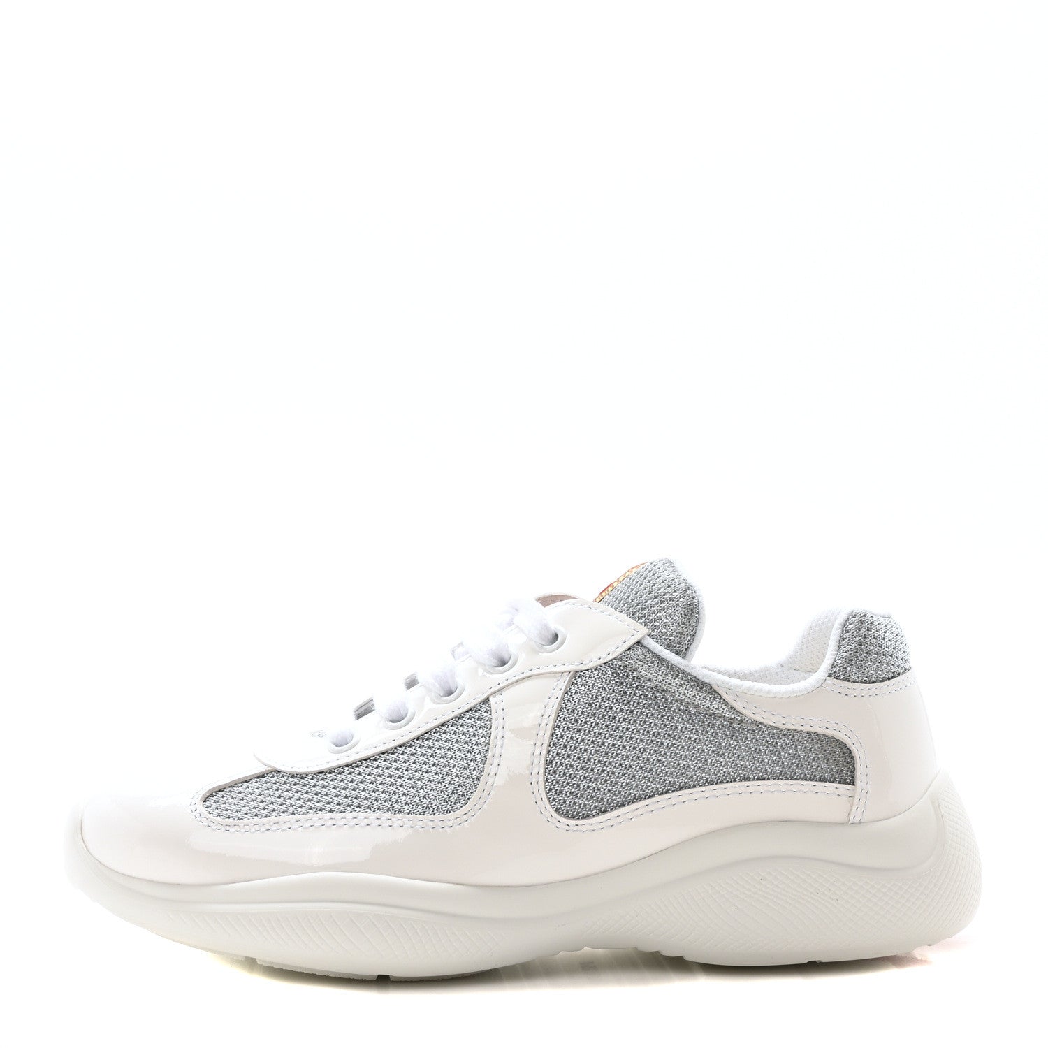 Prada Vernice Soft Mesh America's Cup Biker Sneakers 36 White Argento 1 of 8