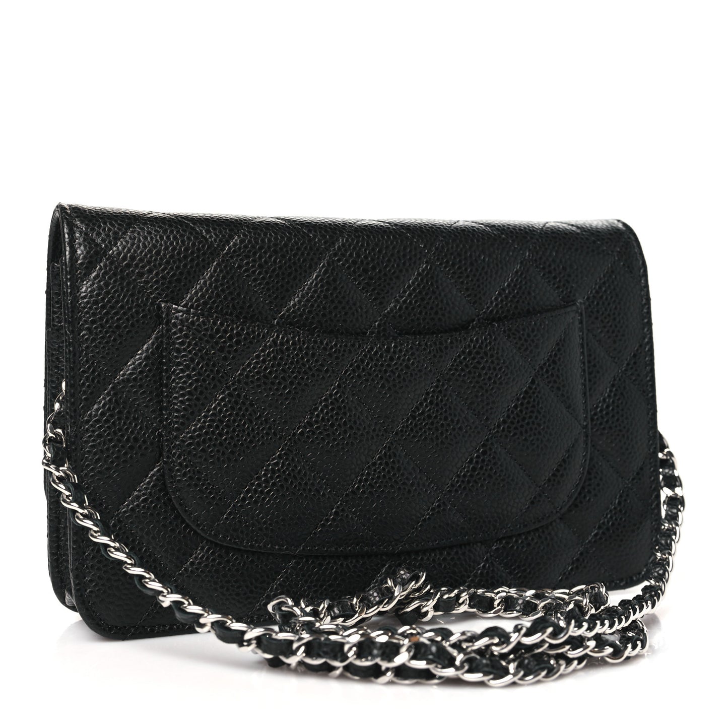 Caviar Quilted Wallet on Chain WOC Black