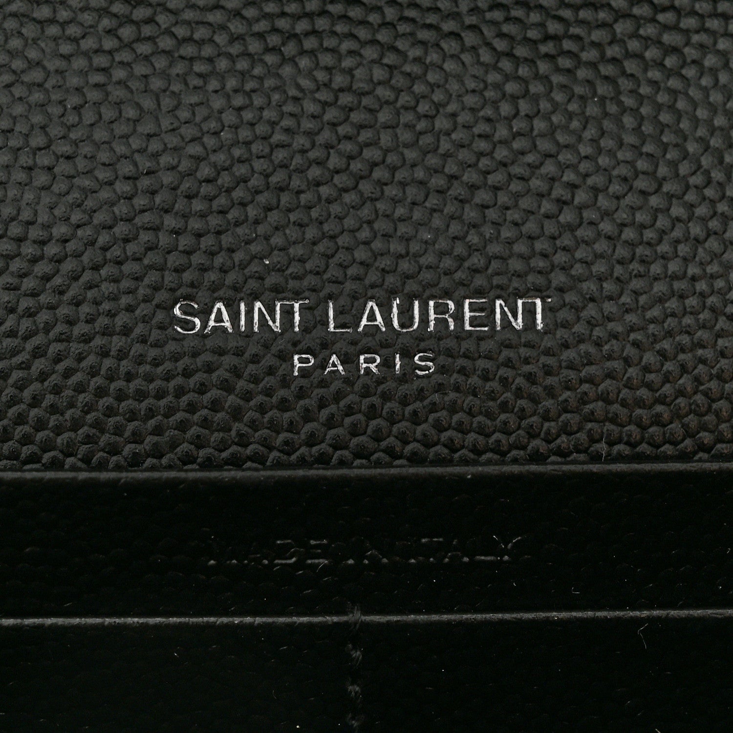 Saint Laurent Grain De Poudre Matelasse Chevron Monogram Chain Wallet Black 7 of 11