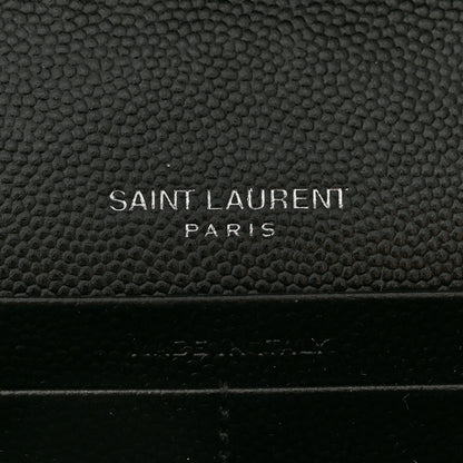 Saint Laurent Grain De Poudre Matelasse Chevron Monogram Chain Wallet Black 7 of 11