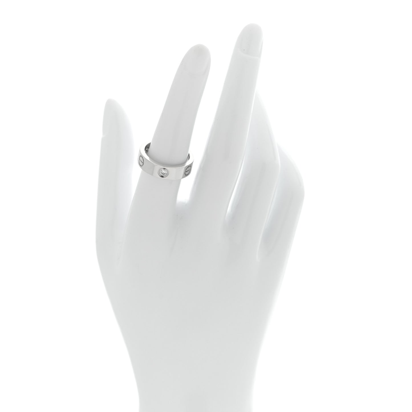 18K White Gold 3 Diamond 5.5mm LOVE Ring 53 6.5