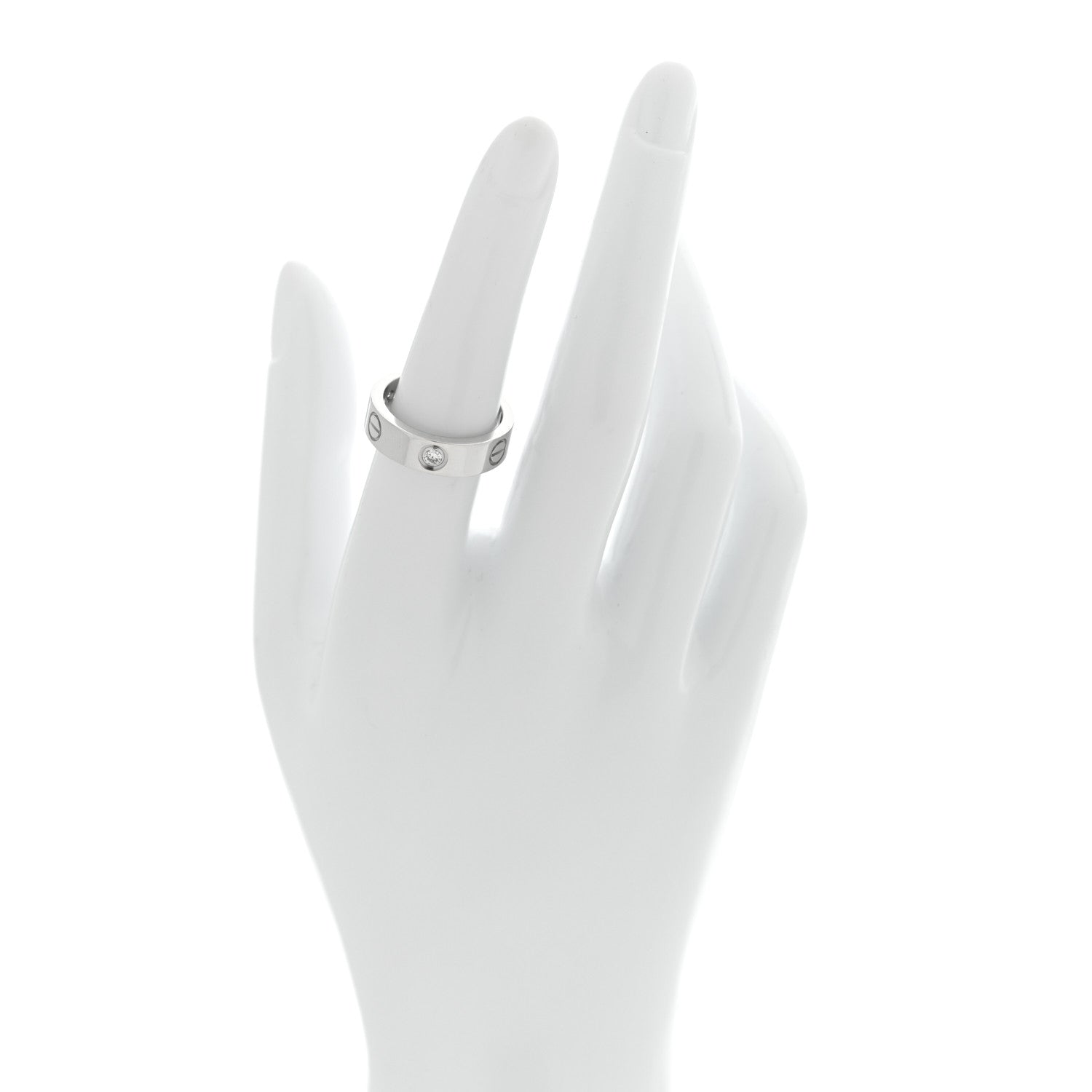 Cartier 18K White Gold 3 Diamond 5.5mm LOVE Ring 53 6.5 2 of 5