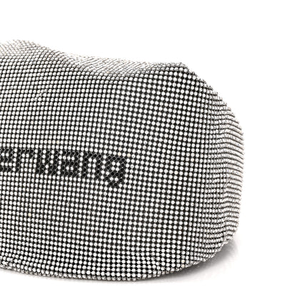 Alexander Wang Mesh Crystal Rhinestone Mini Scrunchie Clutch Black Silver 10 of 13