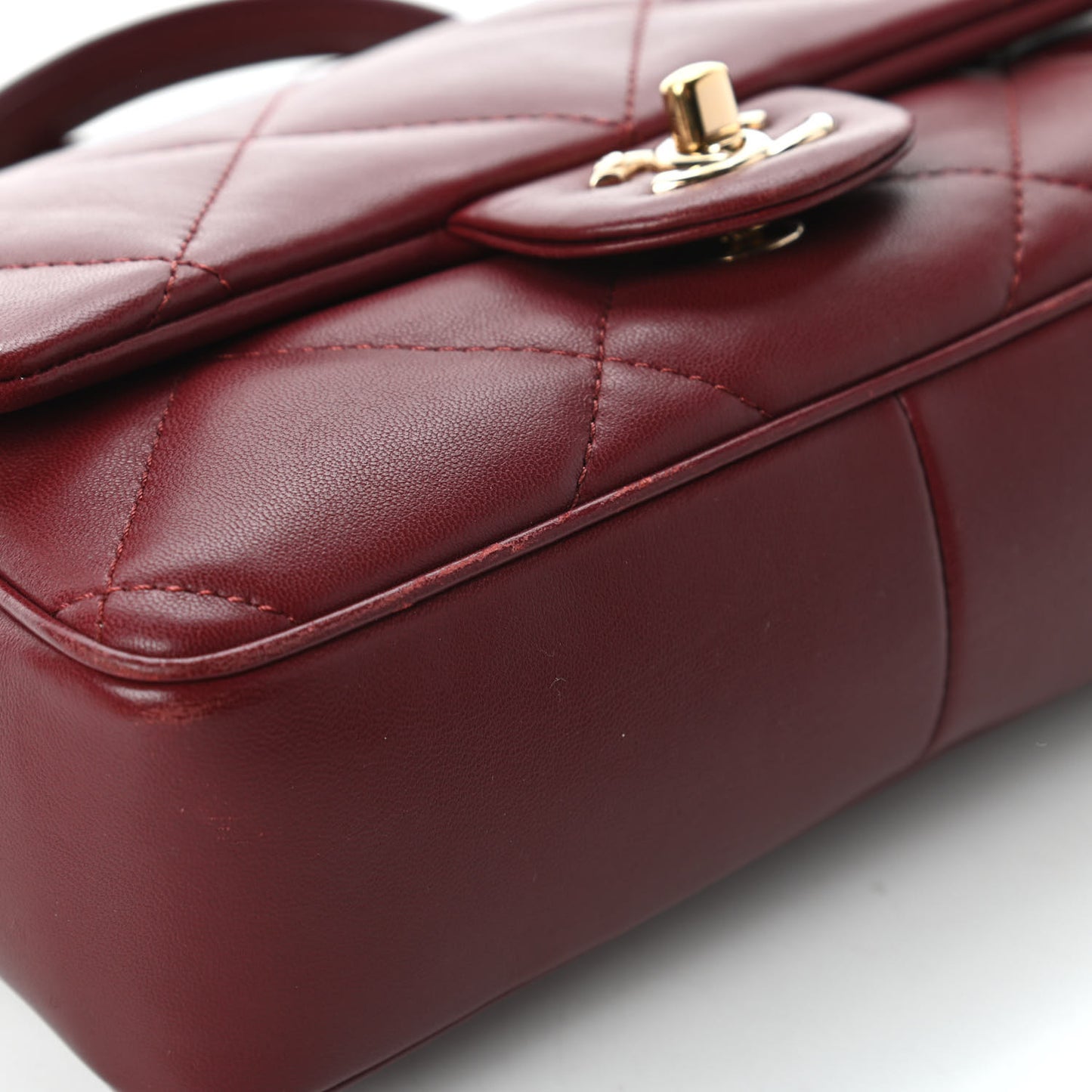 Lambskin Quilted Small Easy Carry Flap Burgundy