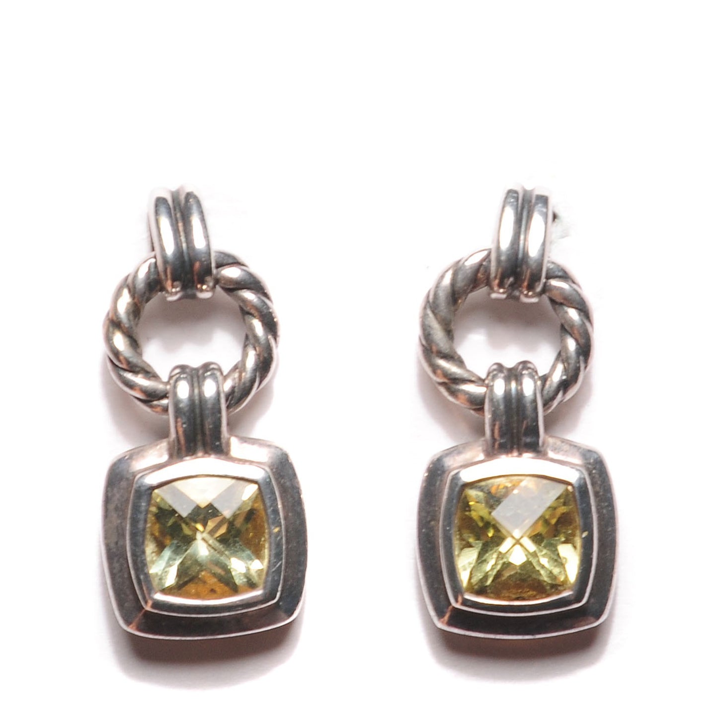 Sterling Silver 18k Gold Lemon Citrine 7mm Renaissance Drop Earrings