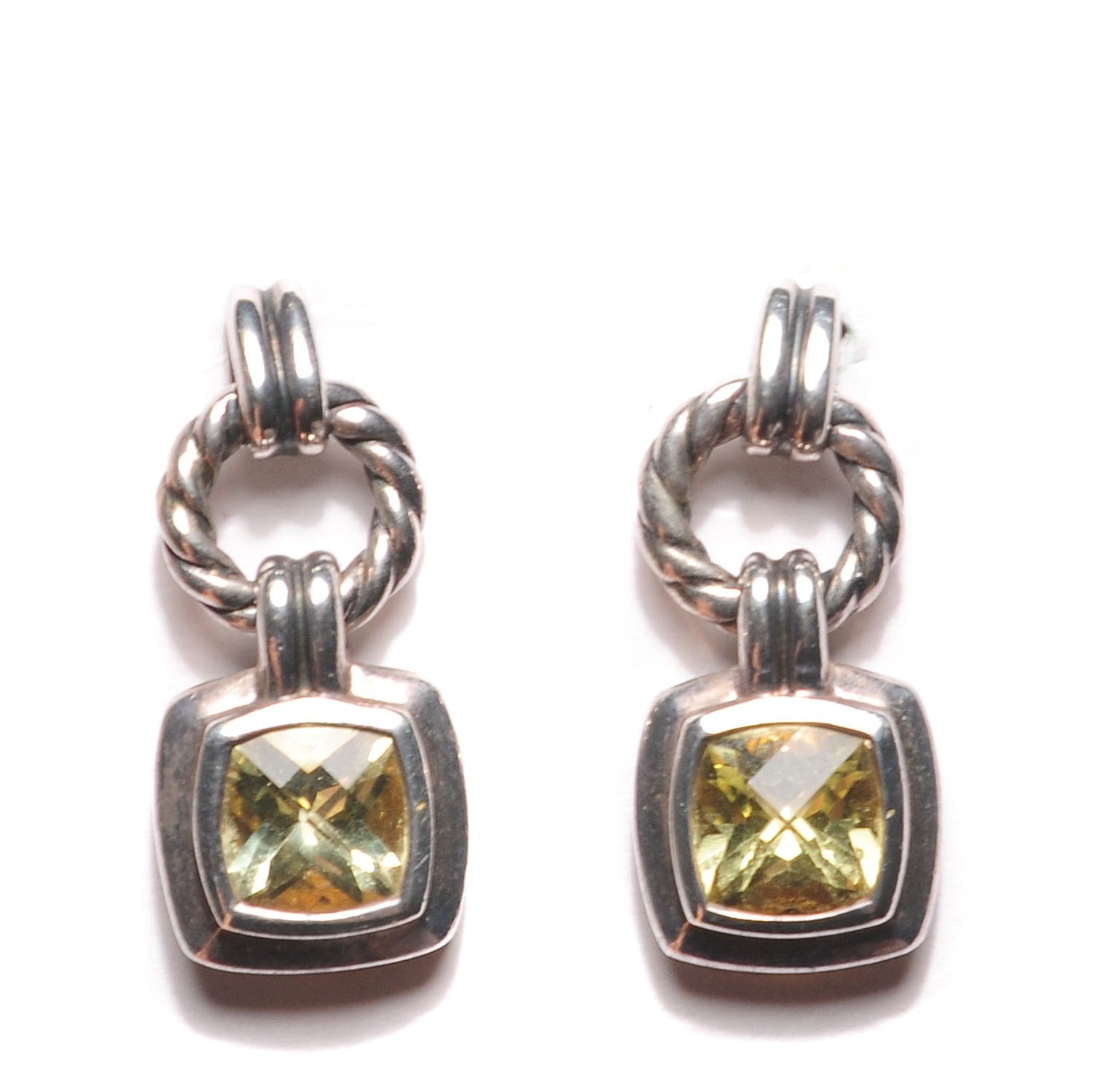 David Yurman Sterling Silver 18k Gold Lemon Citrine 7mm Renaissance Drop Earrings 1 of 4