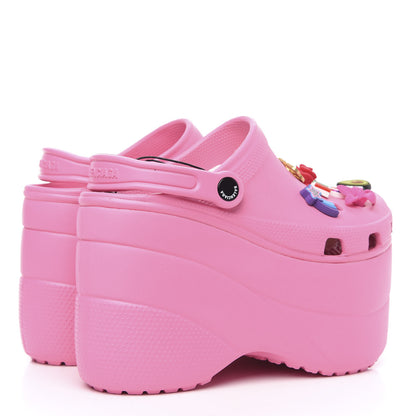Balenciaga X CROCS Rubber Textured Womens Platform Sandals 38 Rose Bonbon 4 of 8