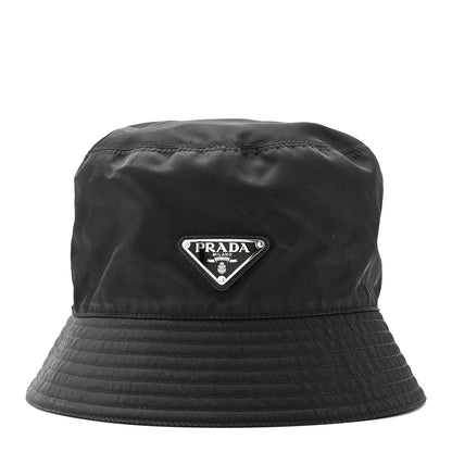 Prada Re-Nylon Metal Triangle Logo Mens Bucket Hat L Black 3 of 9