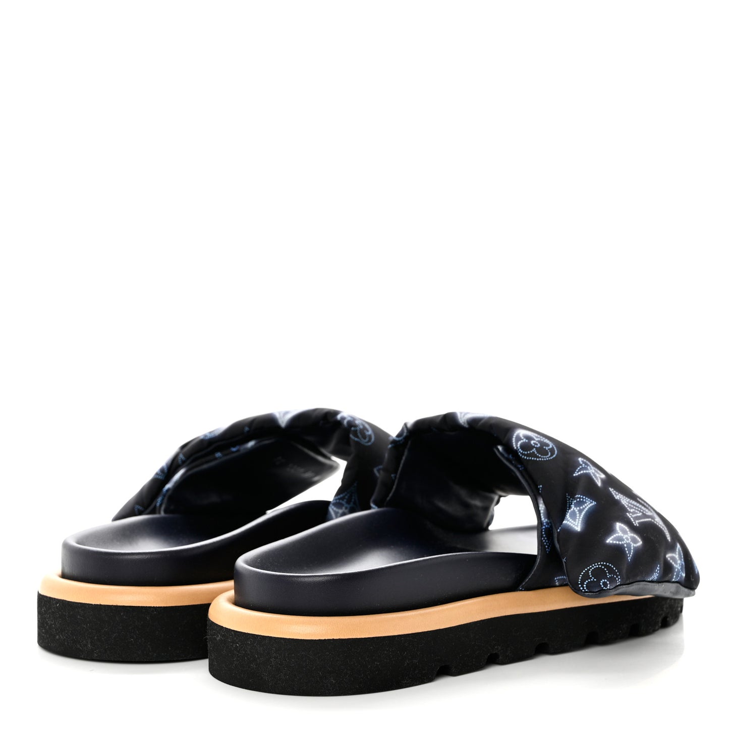 Nylon Monogram Womens Pool Pillow Comfort Mules 38 Navy Blue