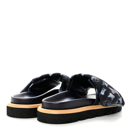 Louis Vuitton Nylon Monogram Womens Pool Pillow Comfort Mules 38 Navy Blue 4 of 7