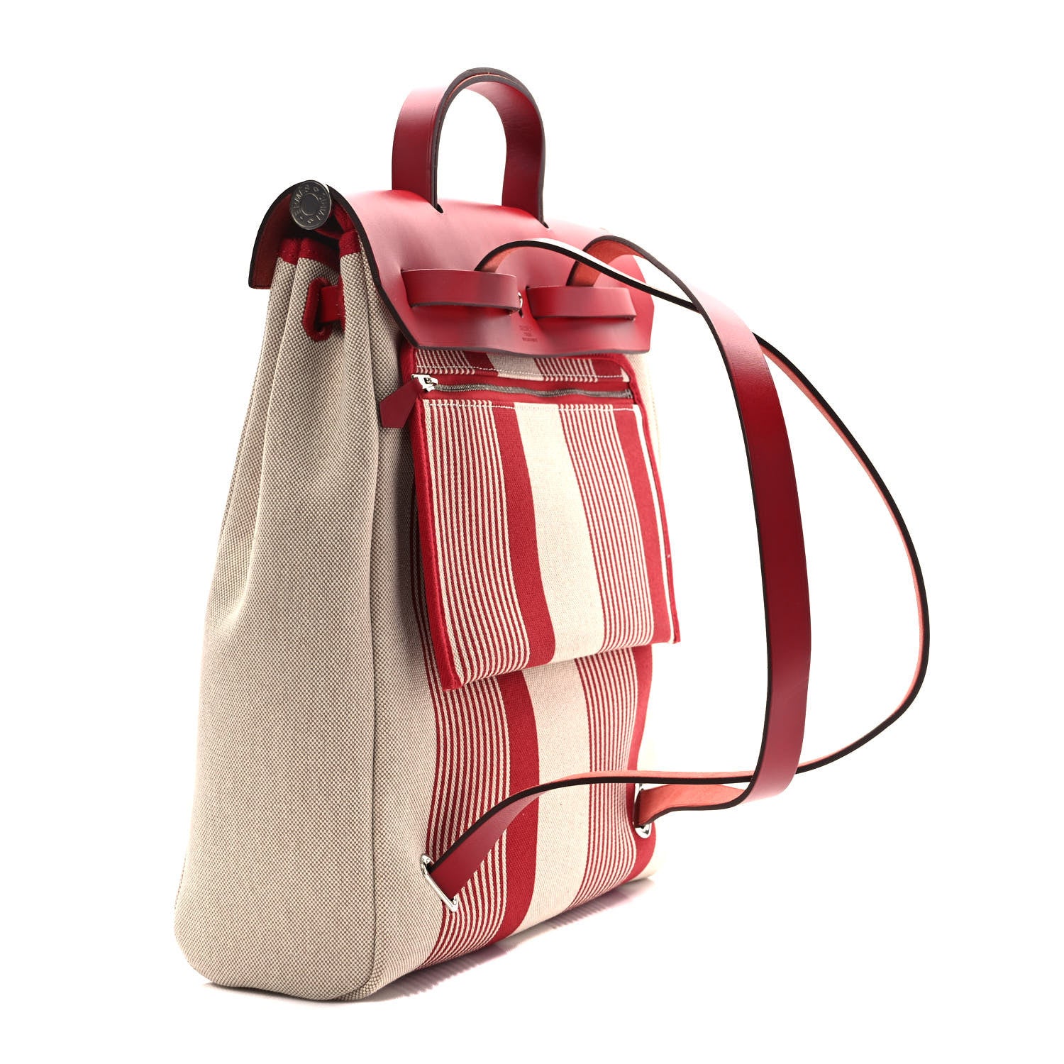 Hermes Vache Hunter Toile H Vibration Herbag a Dos Retourne Backpack Bordeaux Ficelle Rouge Piment 3 of 8