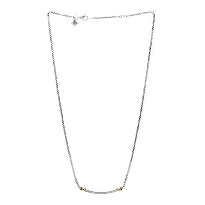 David Yurman Sterling Silver 18K Yellow Gold Diamond Petite Helena Wrap Station Necklace 3 of 4