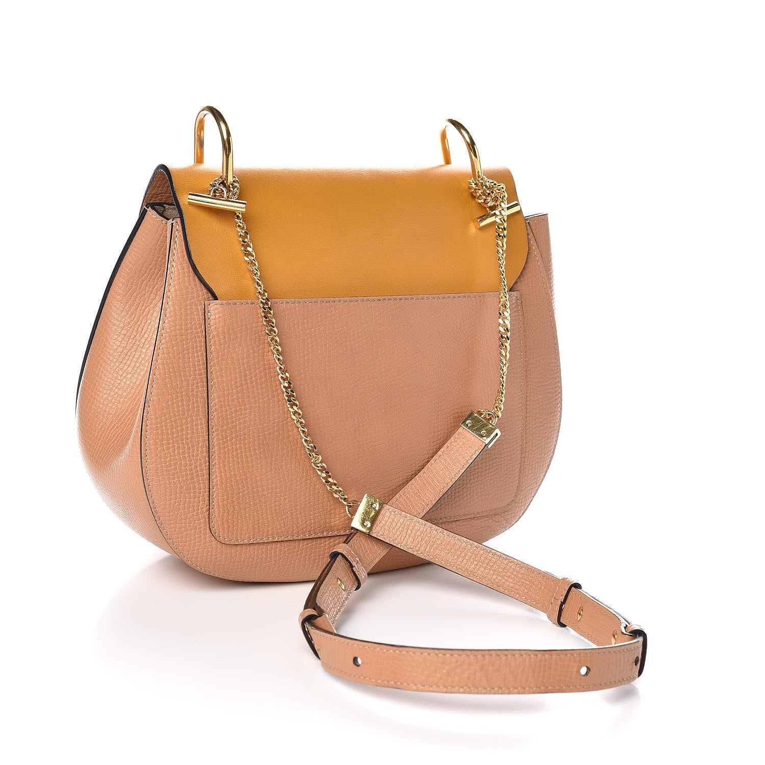 Chloe Grained Calfskin Lambskin Medium Bi-Color Drew Shoulder Bag Wet Sand Sunflower 3 of 13
