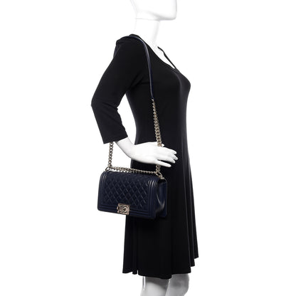 Chanel Lambskin Quilted Medium Boy Flap Dark Navy 2 of 11