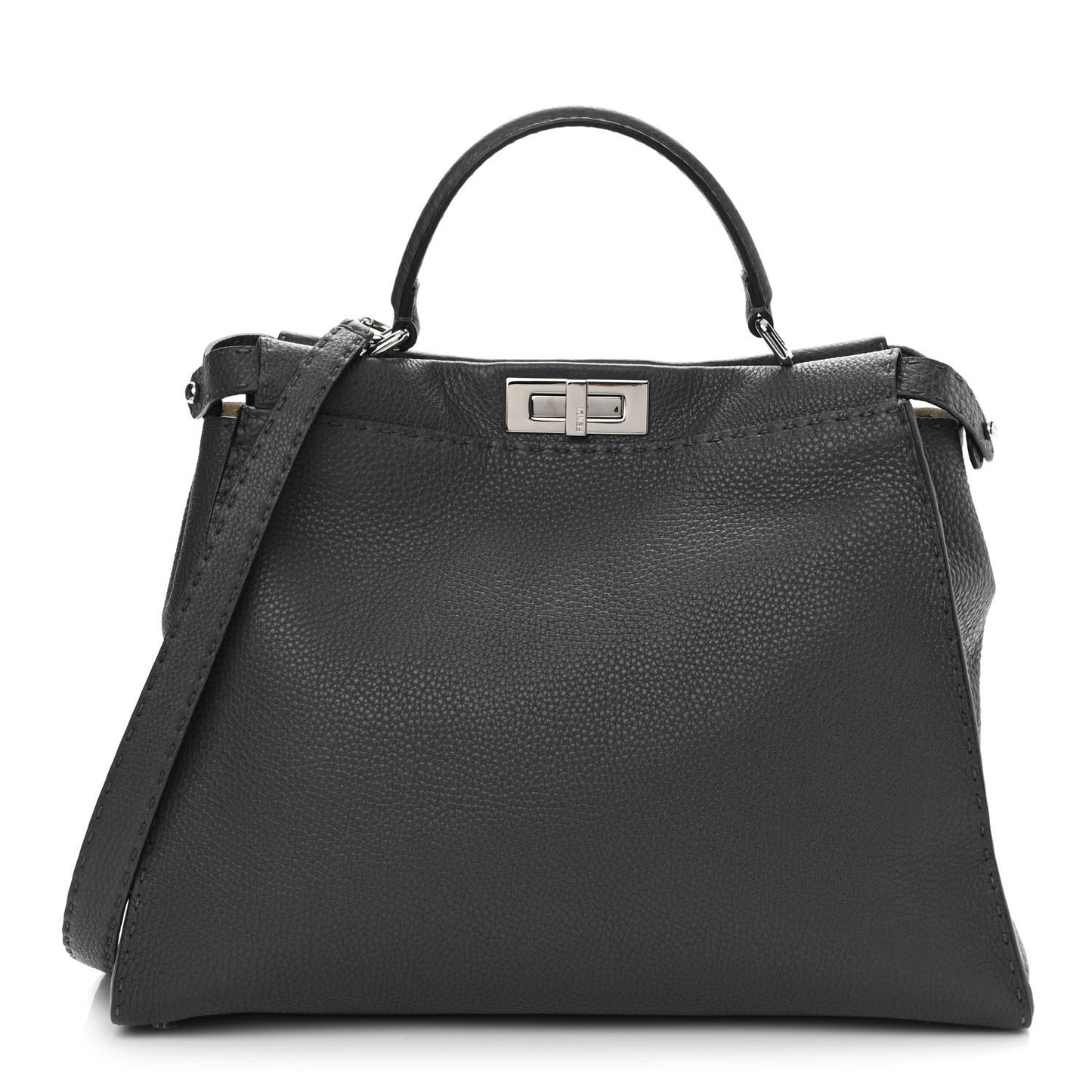 Cuoio Romano Selleria Bi-Color Large Peekaboo Iconic Satchel Asfalto Latte