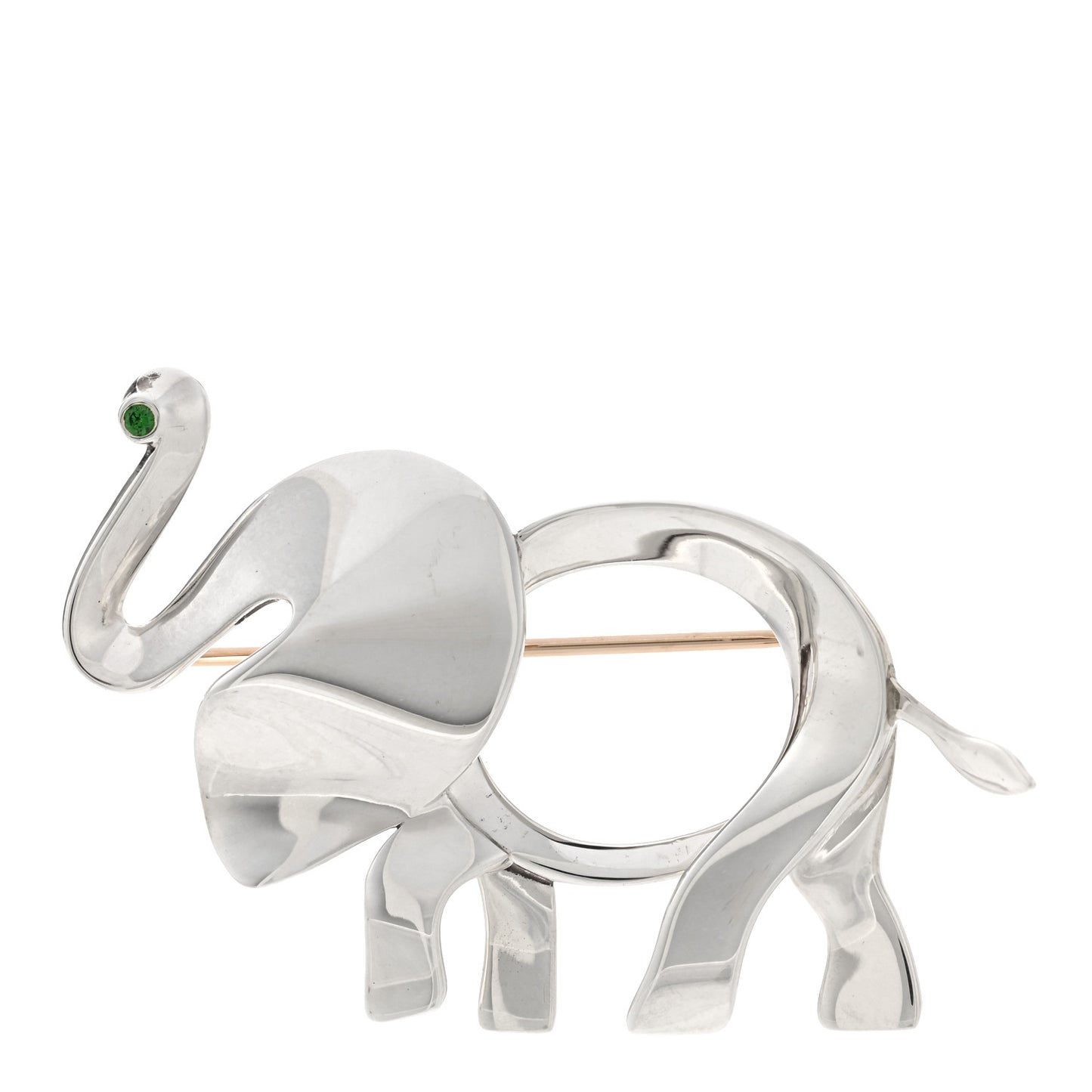 Sterling Silver Tsavorite Save the Wild Elephant Brooch