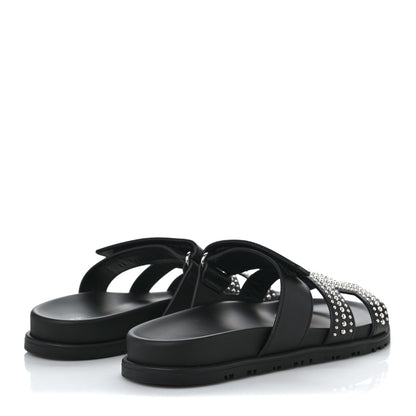 Hermes Calfskin Studded Womens Chypre Sandals 37 Black 4 of 7
