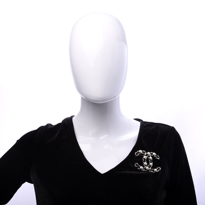 Chanel Lambskin Chain CC Brooch Black Gold 4 of 6